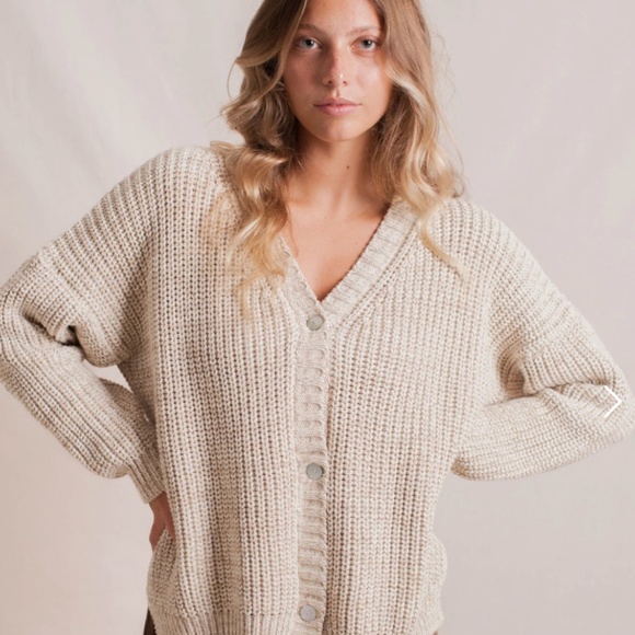 OS Indigo Luna Helga Cardigan | Oat | Hand-Knit Sweater - Picture 1 of 7